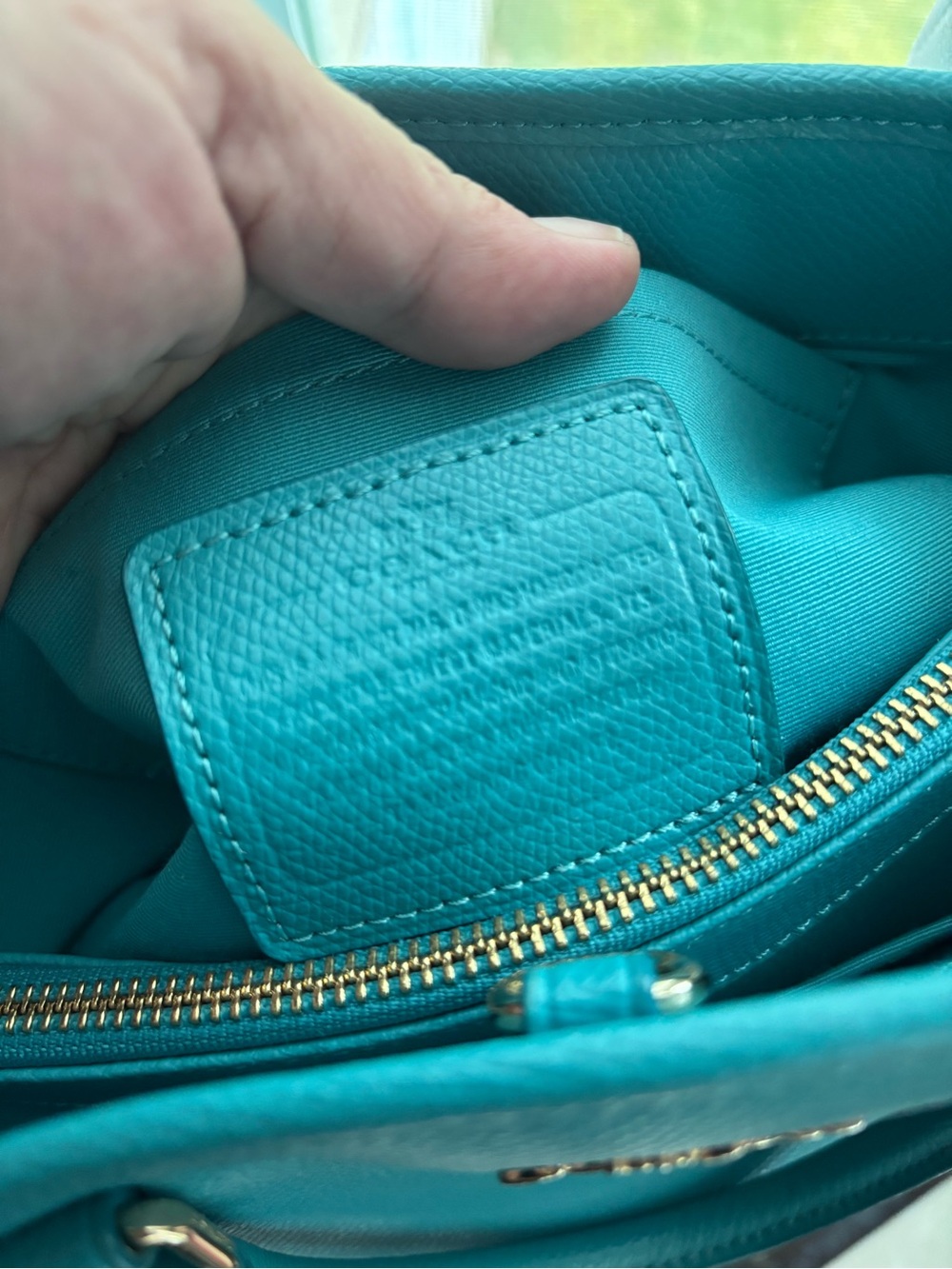 Coach Margot Studded Carryall Crossbody Aqua Blue Pebbled Leather Silver Rivets - Picture 14 of 16